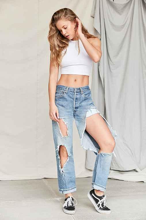 Urban Outfitters Urban Renewal Recycled Levi's Destroyed Jean,indigo,l
