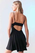 Urban Outfitters Kimchi Blue Sydney Straight-neck Fit + Flare Mini Dress,black,xs