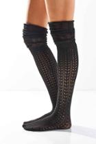 Urban Outfitters Tonal Scrunchy Over-the-knee Sock,black,one Size