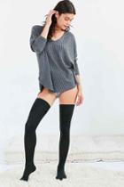 Urban Outfitters Out From Under Chevron Stitch Thigh High Sock,black,one Size