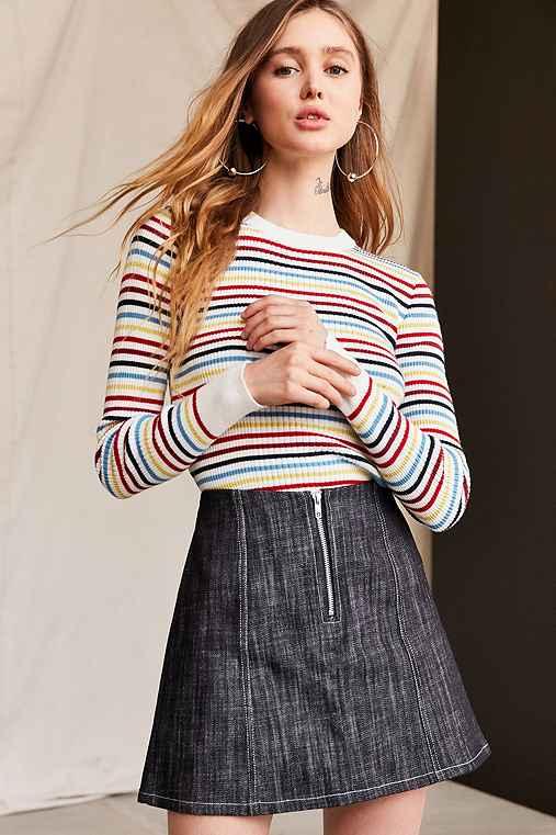 Urban Outfitters Urban Renewal Remade A-line Denim Mini Skirt,indigo,l