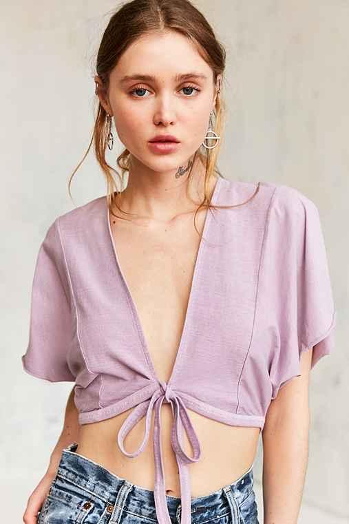 Urban Outfitters Kimchi Blue Caro Tie-front Top,lavender,xs