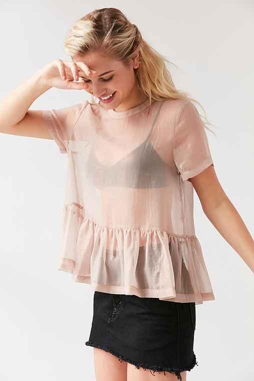 Urban Outfitters Kimchi Blue Lylee Peplum Layer Top,gold,l
