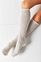 Urban Outfitters Crochet Cuff Knee-high Sock,grey,one Size