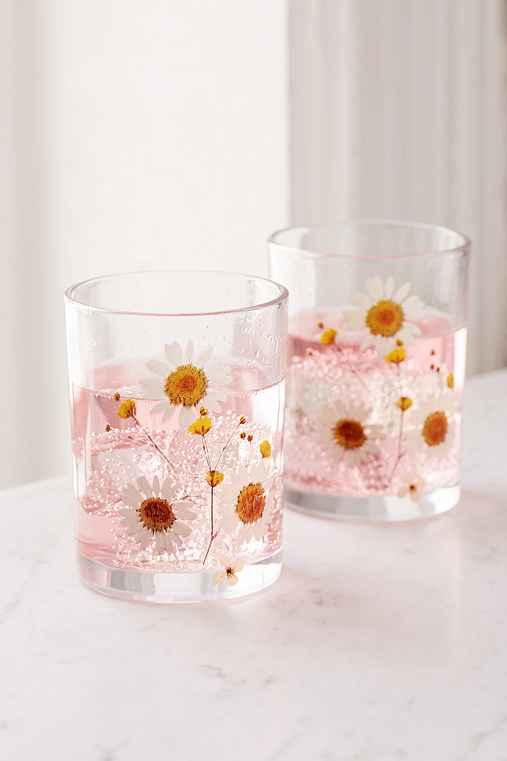 Urban Outfitters Pressed Daisy Glasses Set,white,one Size