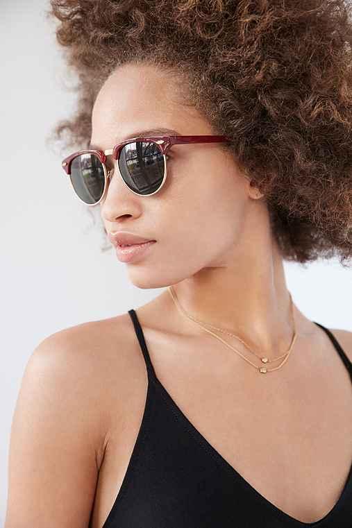 Urban Outfitters Skylar Half-frame Sunglasses,maroon,one Size