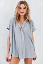 Urban Outfitters Ecote Annie Gauzy Button-front Tunic Blouse