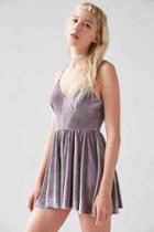 Urban Outfitters Kimchi Blue Vanessa Velvet Fit + Flare Romper,lavender,m