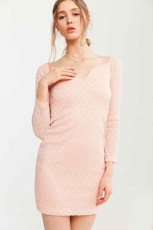 Urban Outfitters Motel Mademoiselle Bodycon Mini Dress,peach,s