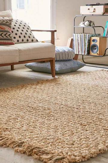 Urban Outfitters Woven Natural Jute Rug,cream,8x10