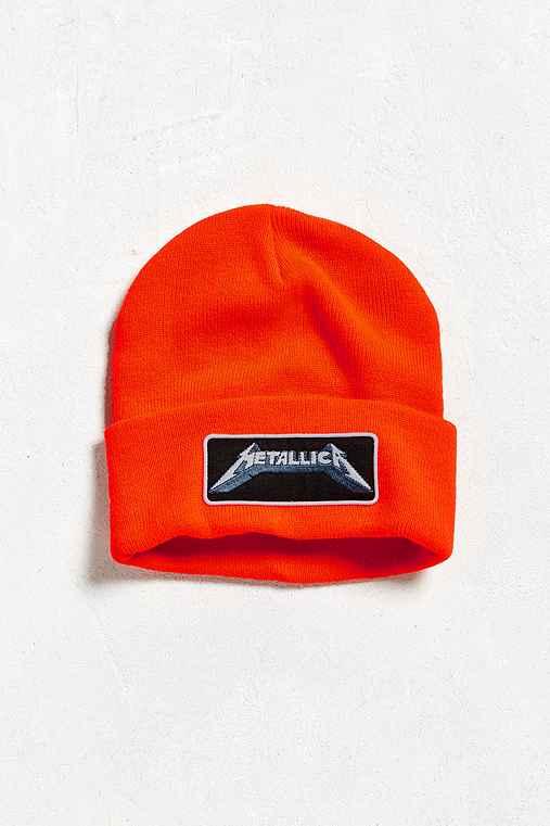 Urban Outfitters Metallica Beanie,orange,one Size