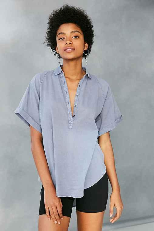 Urban Outfitters Bdg Madison Popover Blouse,blue,xs