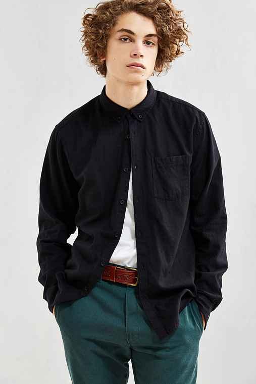 Urban Outfitters Uo Stevens Cross-dyed Button-down Shirt,black,s