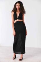 Urban Outfitters Finders Keepers Maxwell Plunging Cutout Maxi Dress,black,xs