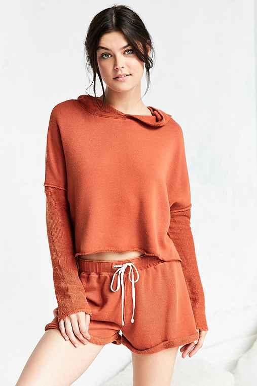 Urban Outfitters Out From Under Cropped Washed Hoodie Sweatshirt,rust,s