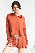 Urban Outfitters Out From Under Cropped Washed Hoodie Sweatshirt,rust,s