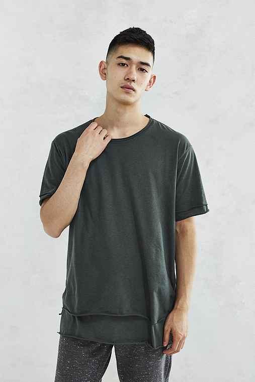 Urban Outfitters Feathers Double Layer Tee,olive,xs