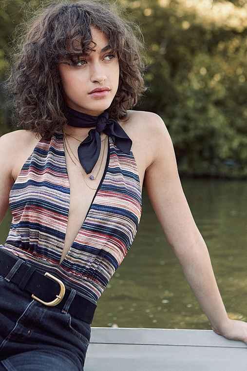 Urban Outfitters Silky Mini Square Scarf,black,one Size