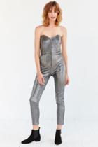 Urban Outfitters Capulet Monaco Metallic Zip-front Strapless Jumpsuit