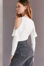 Urban Outfitters Kimchi Blue Raindrop Ruffle Cold Shoulder Top
