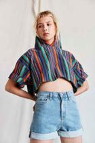 Urban Outfitters Vintage Rainbow Stripe Cropped Hooded Tee,multi,s/m