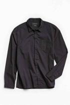 Urban Outfitters Uo Stevens Poplin Button-down Shirt,black,m