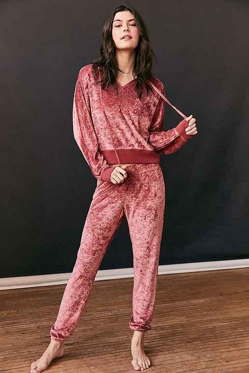 Urban Outfitters Out From Under Velvet Jogger Pant,maroon,xs
