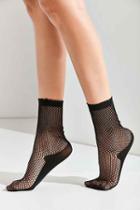 Urban Outfitters Out From Under Fishnet Crew Sock,black,one Size