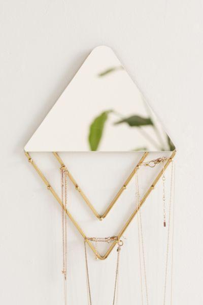 Urban Outfitters Alexia Line Jewelry Storage Hanging Mirror