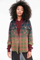 Urban Outfitters Ecote Mattie Flannel Shirt Jacket,green,xs/s