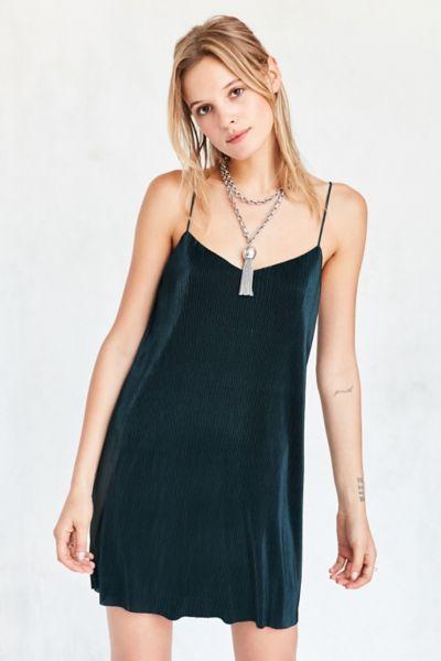 Kimchi Blue Iridescent Accordion Pleat Mini Slip Dress