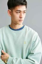 Urban Outfitters Uo Stockton Embroidered Fleece Crew Neck Sweatshirt,sky,s