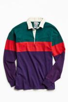 Urban Outfitters Vintage Vintage Green Red + Purple Colorblocked Rugby Shirt