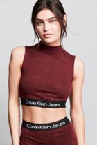 Urban Outfitters Calvin Klein For Uo Space-dye Mock-neck Cropped Top