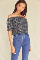 Urban Renewal Remade Plaid Off-the-shoulder Top