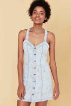 Urban Outfitters Kimchi Blue Dolores Floral Print Denim Mini Dress,blue Multi,l