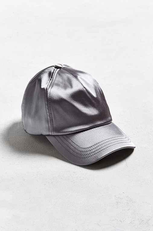 Urban Outfitters Uo Satin Baseball Hat,silver,one Size