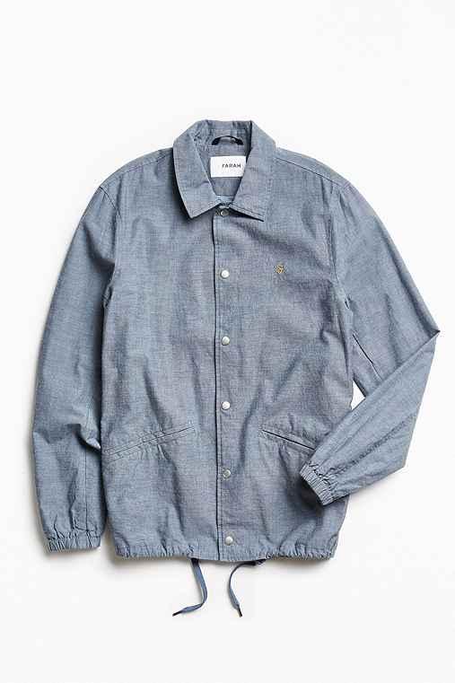 Urban Outfitters Farah Holryd Denim Coach Jacket,indigo,s