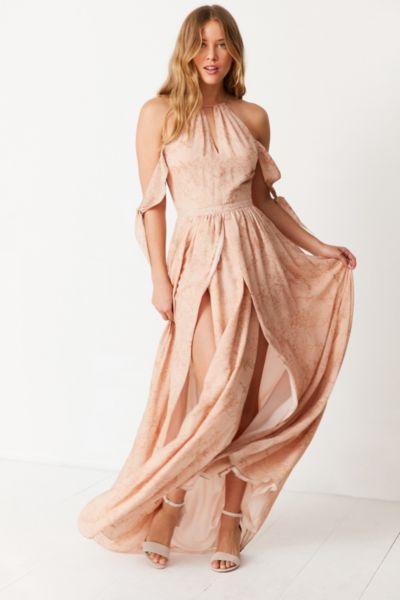 Urban Outfitters The Jetset Diaries Sierra Off-the-shoulder Tie-sleeve Maxi Dress
