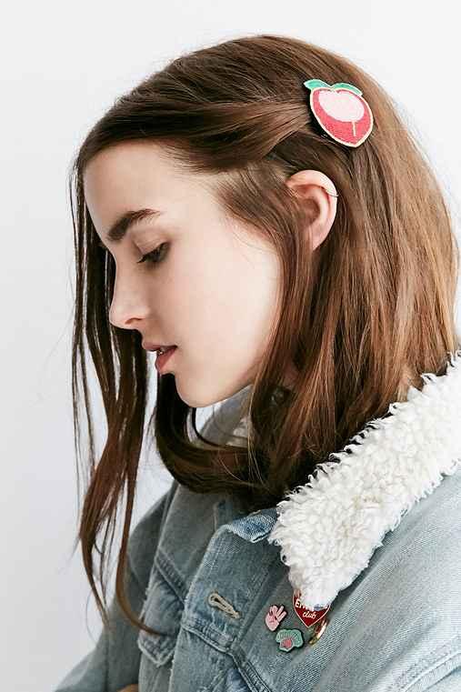 Urban Outfitters Embroidered Patch Hair Clip,pink,one Size