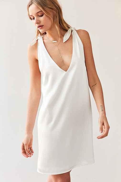 Urban Outfitters Kimchi Blue Tie-shoulder Silky Mini Dress,white,m