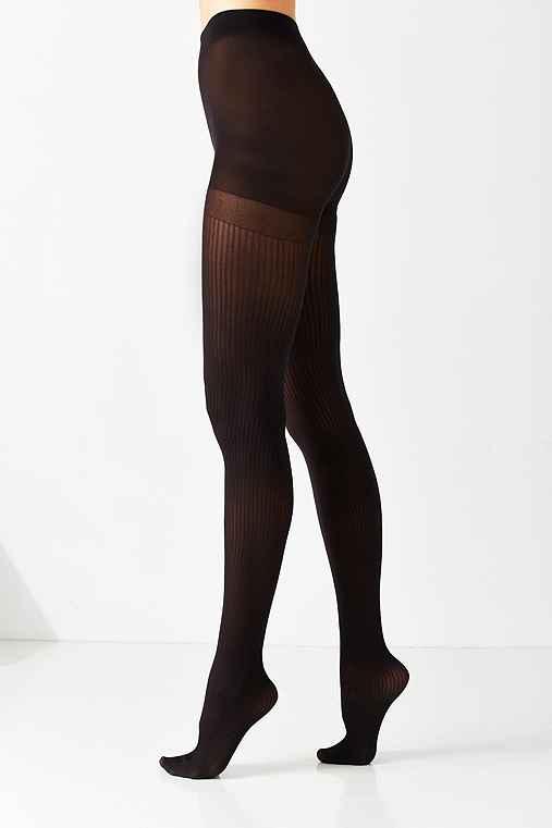 Urban Outfitters Basic Sheer Ribbed Tight,black,m/l