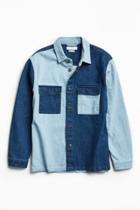 Urban Outfitters Uo Heavyweight Colorblocked Denim Button-down Shirt