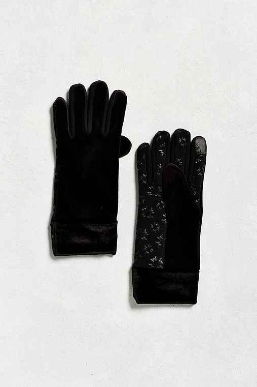 Urban Outfitters Velour Tech Glove,black,one Size