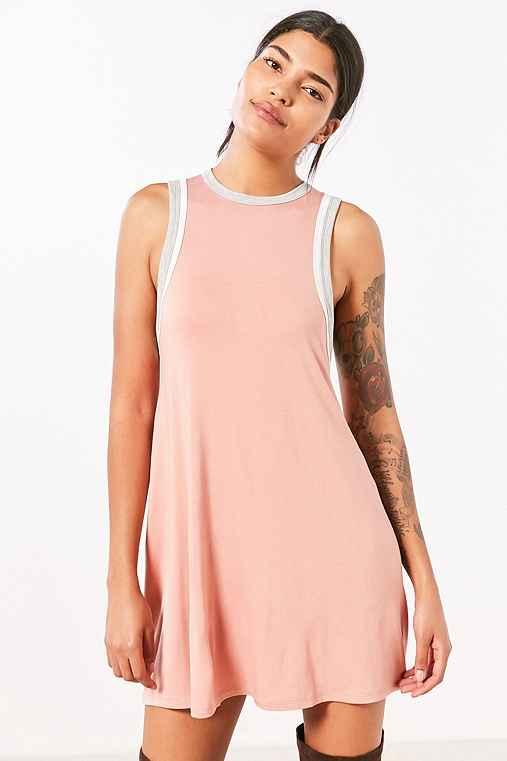 Urban Outfitters Silence + Noise Tri-color Sleeveless Ringer T-shirt Dress,peach,xs