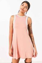 Urban Outfitters Silence + Noise Tri-color Sleeveless Ringer T-shirt Dress,peach,xs