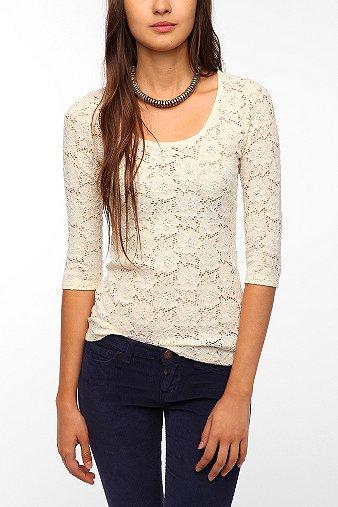 Pins And Needles 3/4 Sleeve Lace Tee
