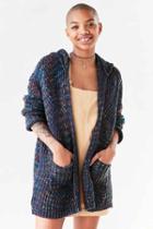 Urban Outfitters Ecote Rainbow Stitch Hooded Cardigan,blue Multi,m/l