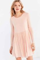 Urban Outfitters Kimchi Blue Vidal Cozy Long-sleeve Babydoll Mini Dress,peach,s