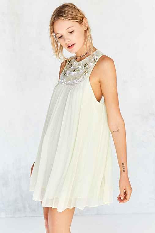 Urban Outfitters Kimchi Blue Mimi Embellished Trapeze Mini Dress,green,xs